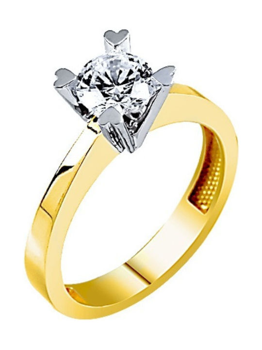 Single Stone Ring of Gold 9K