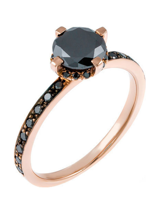 Inel Din Aur Roz 18K Cu Diamant