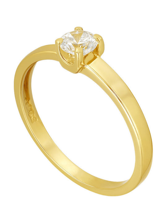 FenixJewelry Μονόπετρο από Χρυσό 14K με Διαμάντι & Ζιργκόν