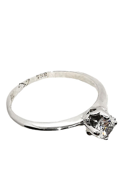 Kosmima1 Einzelner Steine Ring aus Weißgold 14K