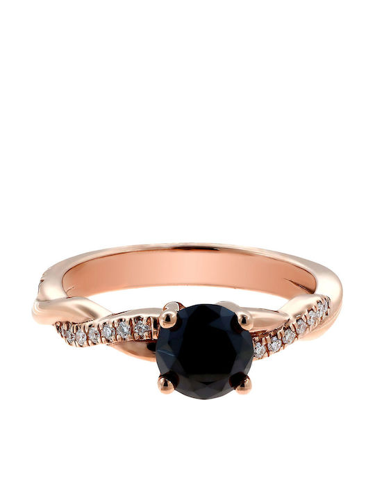 Inel Din Aur Roz 18K Cu Diamant