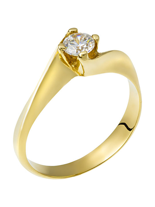 Single Stone Ring of Yellow Gold 14K