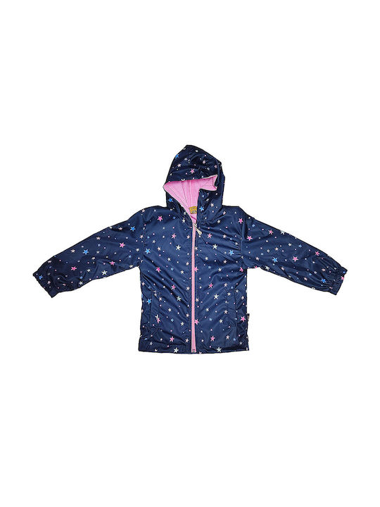 Else Windproof Girls Coat Navy Blue with Ηood