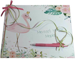 Day4you Handgefertigtes Gästebuch mit Flamingo-Thema aus Pappe