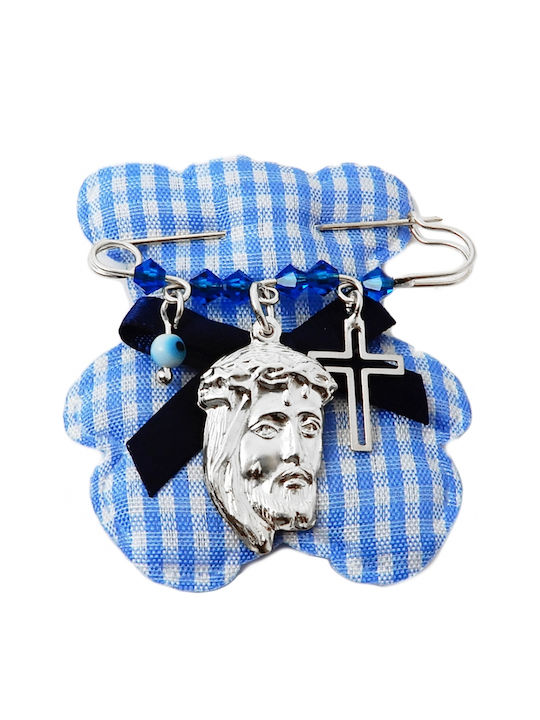 Kinder Sicherheitsnadel aus Silber mit Kreuz für Jungen
