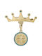 Child Safety Pin made of Gold 9K with Constantinato for Boy