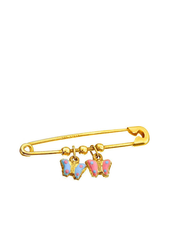 Gatsa Child Safety Pin made of Gold 14K with Constantinato for Girl