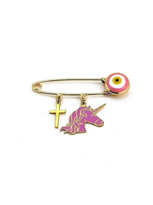 Goldsmith Kids Gold Plated Silver Safety Pin Charm with Cross for Girl