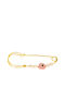 Gatsa Child Safety Pin made of Gold 9K with Constantinato for Girl