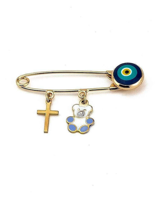 Goldsmith Kids Gold Plated Silver Safety Pin Charm with Cross for Boy