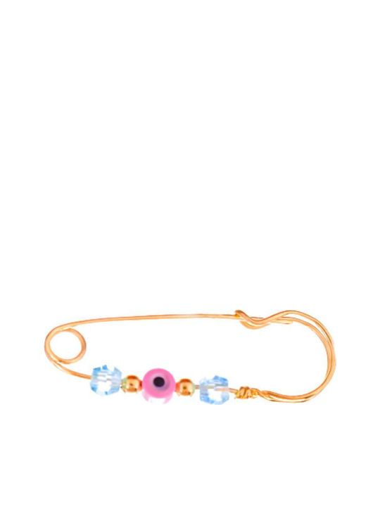 Gatsa Child Safety Pin made of Gold 9K with Constantinato for Girl