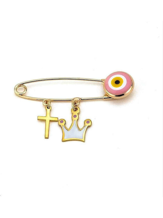Goldsmith Kids Gold Plated Silver Safety Pin Charm with Cross for Girl