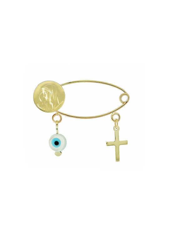 Ortaxidis Child Safety Pin made of Gold with Cross