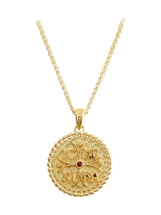Art d or Anhänger Kinder Amulett Beidseitig mit Kette Konstantinato aus Gold 9K ARDP-KAL-213