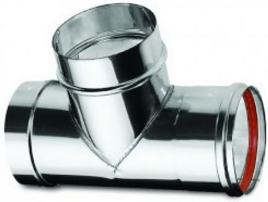 KymaSol T-Rohr Rauchrohrverbindung Inox 120mm Silber