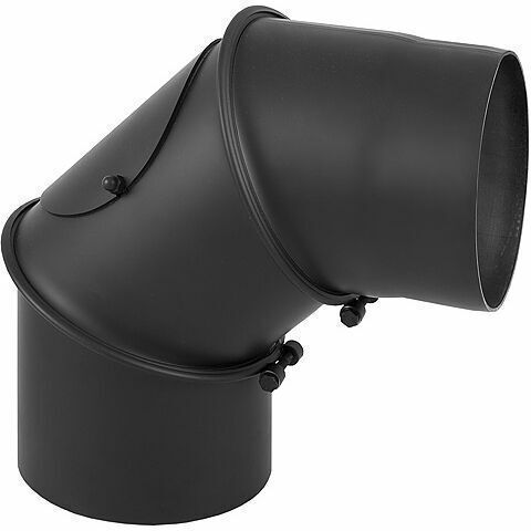 Darco Γωνία Σύνδεσης Καπνοδόχου Μεταλλική 150mm Μαύρη