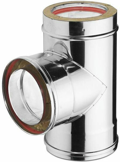 Inox Shell Ταφ Σύνδεσης Καπνοδόχου Inox 180mm Ασημί