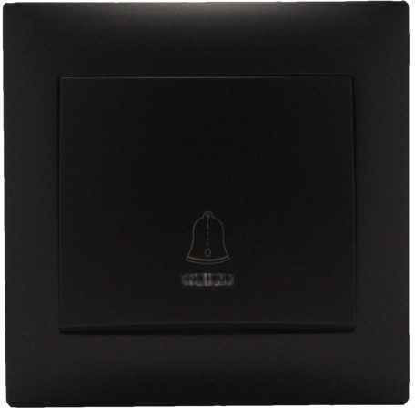 Complete Wall Push Bell Button with Frame Black 27517