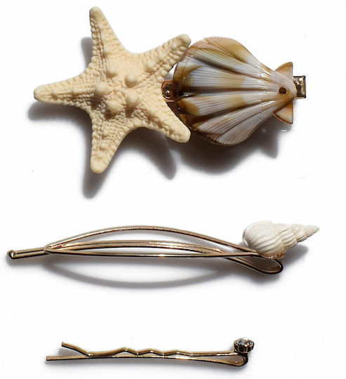 Bizoutaki Set Hair Clips Gold 3 Pieces