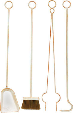 Zogometal Fireplace Tool Set with Stand Holder Beige