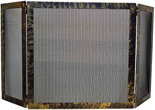 Metallotechniki Metallic Fireplace Screen with 3 Panels 50x22x50cm Patina-Black-Gold