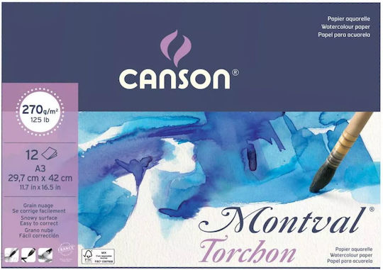 Canson Bloc de acuarelă Montval Aqua No4 30x40cm 12 file