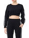 Kurzgeschnitten Damen Sweatshirtjacke Schwarz