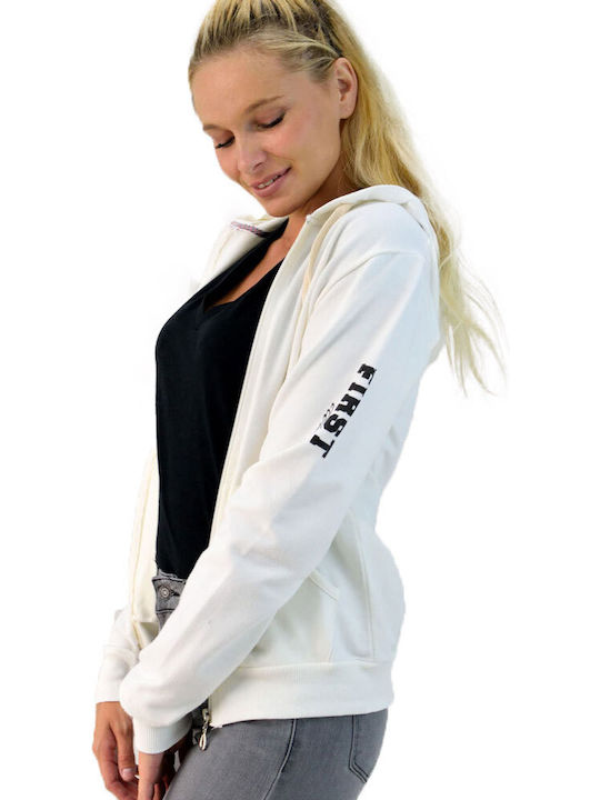 First Woman Women's Hooded Cardigan White