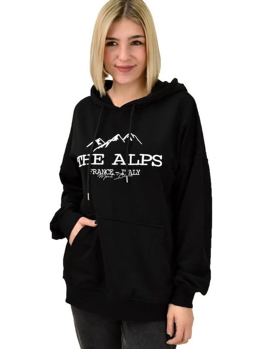 The Alps Damen Sweatshirt Kapuzen Schwarz