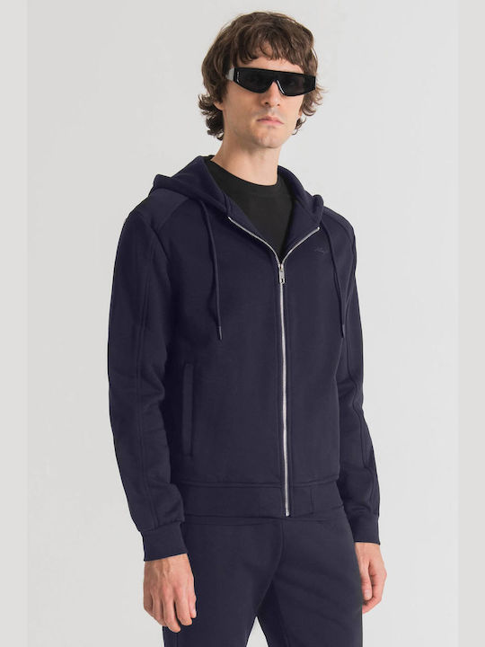 Antony Morato Men's Sweatshirt Jacket with Hood and Pockets Navy Blue