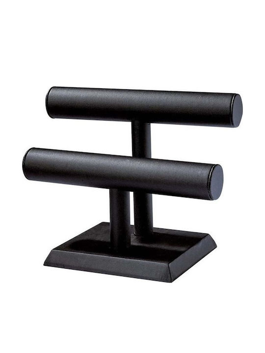 Tatu Moyo Σταντ Κοσμημάτων από Δερματίνη Μαύρο 26x13cm