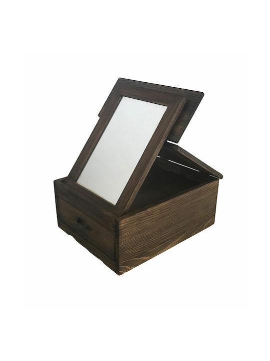 Μπιζουτιέρα Κουτί Ξύλινη με Συρτάρι & Καθρέφτη
