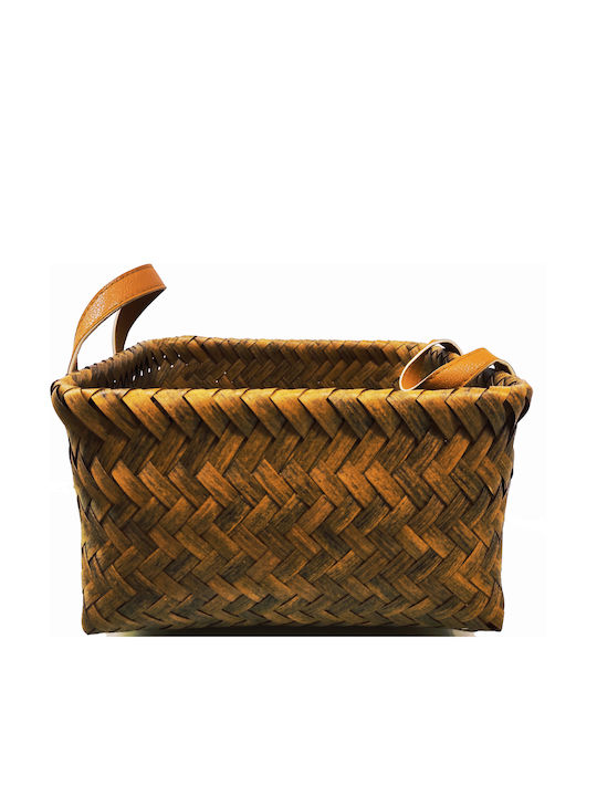 Dekorativer Korb Bamboo mit Griffen Braun 25x23x15cm