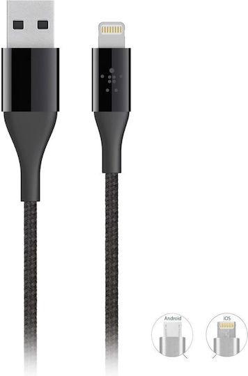 Braided Cablu USB la Lightning / micro USB cu mai multe porturi Negru 1m (6971696111262)