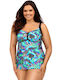 Lorin Tankini Swimsuit with Padding & Open Back Floral