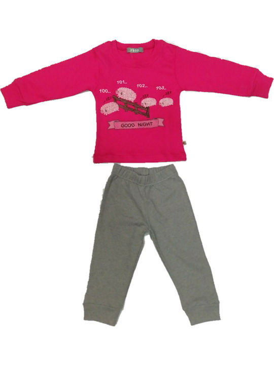 Prod Set Top & Bottom Kids Winter Pyjamas Fuchsia