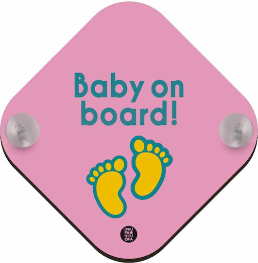Koupakoupa Σήμα Baby on Board με Βεντούζα Ροζ