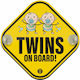 Twins Baby on Board Car Sign Yellow with Suction Cup