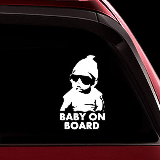 Frisky Baby on Board Sign with Sticker White