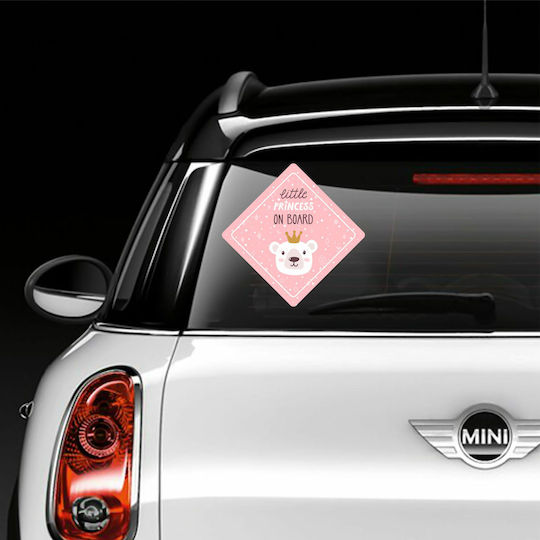 Σήμα Baby on Board με Αυτοκόλλητο Ροζ