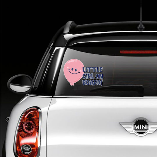 Σήμα Baby on Board με Αυτοκόλλητο Happy Ροζ