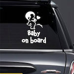 Σήμα Baby on Board με Αυτοκόλλητο Λευκό