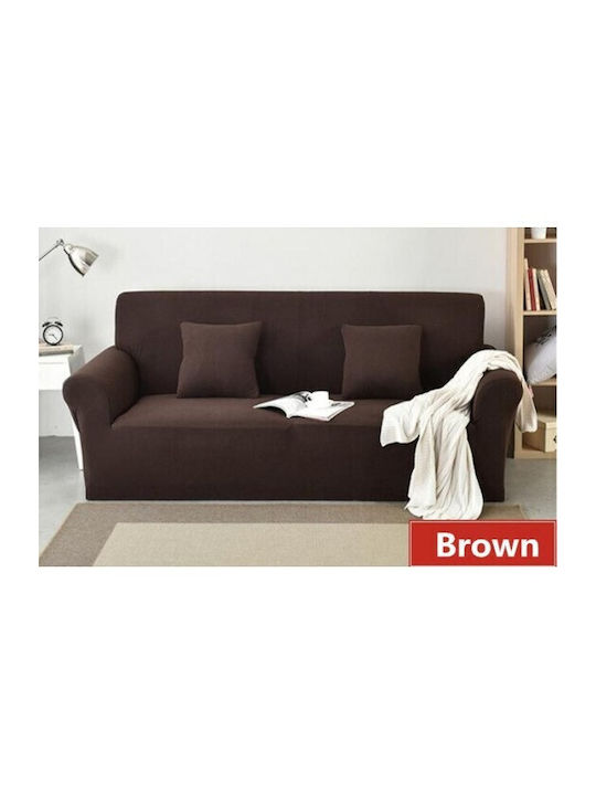 Elastic Cover for Four Seater sofa Brown 1pcs 9448-16