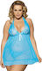 Plus Size Sexy Babydoll Μπλε
