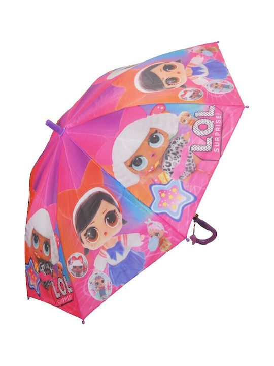 Kids Curved Handle Umbrella Fuchsia