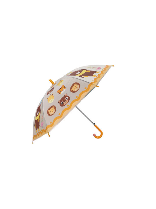 Kinder Regenschirm Gebogener Handgriff Beige mit Durchmesser 70cm.
