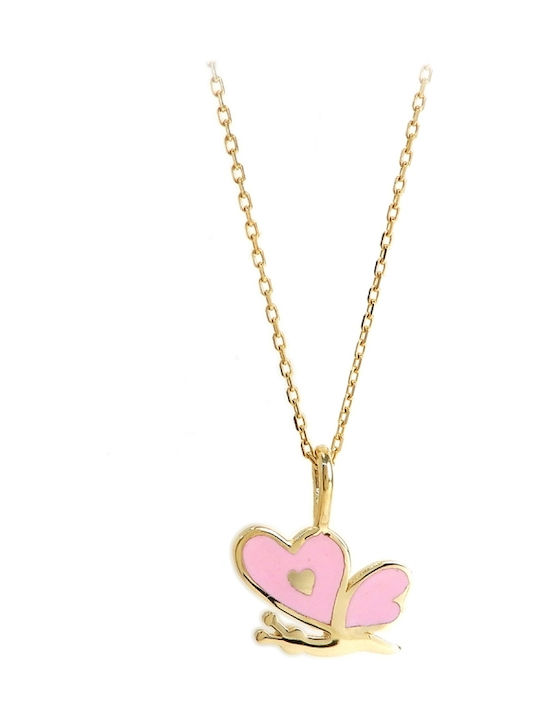 Gold Chain Kids Necklaces Butterfly 14K GOP-K-112