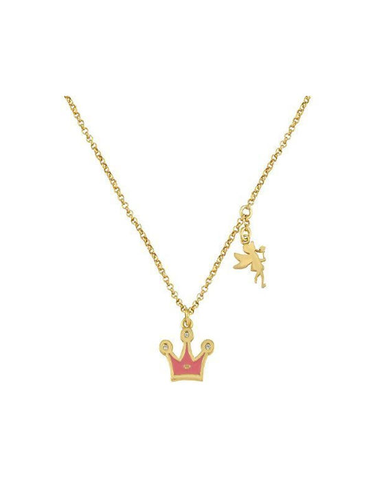 Gold Plated Silver Chain Kids Necklaces Crown AL18