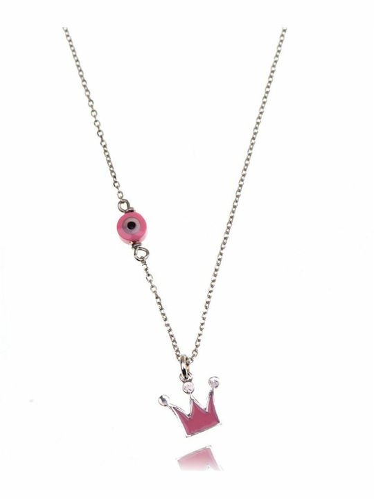 Paraxenies Silver Chain Kids Necklaces Crown KIDK034