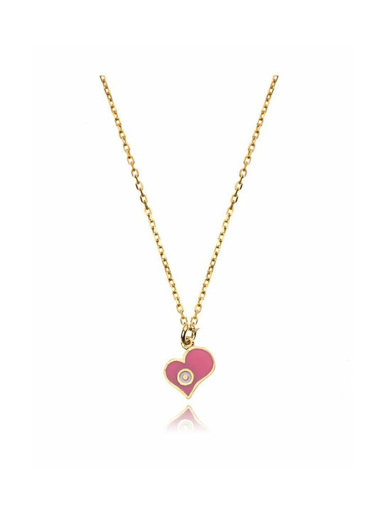 Gold Plated Silver Chain Kids Necklaces Heart KIDK013